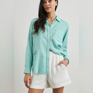 NEW Rails Linen Long Sleeve Button Up Shirt Size M
